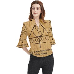 Loose Horn Sleeve Chiffon Blouse 