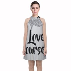 Velvet Halter Neckline Dress  