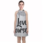Love Yourself Velvet Halter Neckline Dress 