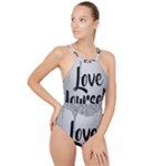 Love Yourself High Neck One Piece Swimsuit