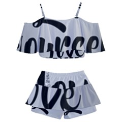 Kids  Off Shoulder Skirt Bikini 