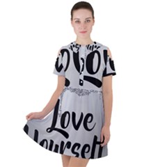 Short Sleeve Shoulder Cut Out Dress  