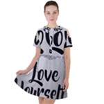 Love Yourself Short Sleeve Shoulder Cut Out Dress 