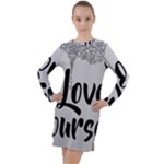 Love Yourself Long Sleeve Hoodie Dress