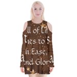 All of Life Comes to Me with Ease, Joy and Glory Velvet Long Sleeve Shoulder Cutout Dress