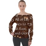 All of Life Comes to Me with Ease, Joy and Glory Off Shoulder Long Sleeve Velour Top