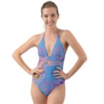 My Pour Cup Painting CBDOilPrincess 2f6f4687-760e-4dbb-9602-faede491240e Halter Cut-Out One Piece Swimsuit