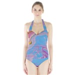 My Pour Cup Painting CBDOilPrincess 2f6f4687-760e-4dbb-9602-faede491240e Halter Swimsuit