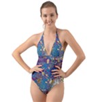 My Pour Cup Painting CBDOilPrincess 39c14ab4-d2f3-4895-bea3-ecf855918dd6 Halter Cut-Out One Piece Swimsuit