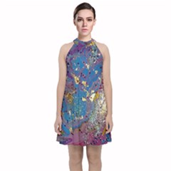 Velvet Halter Neckline Dress  