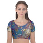 My Pour Cup Painting CBDOilPrincess 39c14ab4-d2f3-4895-bea3-ecf855918dd6 Velvet Short Sleeve Crop Top 
