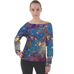 Off Shoulder Long Sleeve Velour Top 