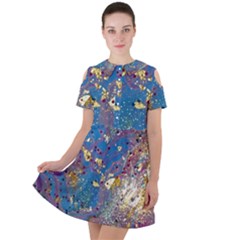 Short Sleeve Shoulder Cut Out Dress  