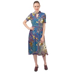 Keyhole Neckline Chiffon Dress 