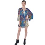 My Pour Cup Painting CBDOilPrincess 39c14ab4-d2f3-4895-bea3-ecf855918dd6 V-Neck Flare Sleeve Mini Dress