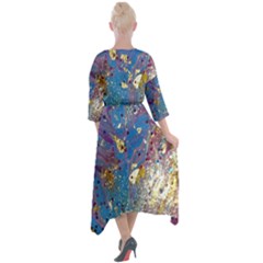 Quarter Sleeve Wrap Front Maxi Dress 