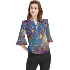 Loose Horn Sleeve Chiffon Blouse 