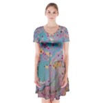 My Pour Cup Painting CBDOilPrincess E675363f-9066-4fc0-b5e7-9ca642760b58 Short Sleeve V-neck Flare Dress