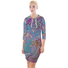 Quarter Sleeve Hood Bodycon Dress 