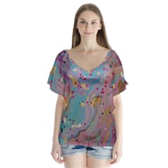 V-Neck Flutter Sleeve Top 
