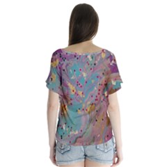 V-Neck Flutter Sleeve Top 
