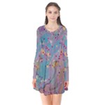 My Pour Cup Painting CBDOilPrincess E675363f-9066-4fc0-b5e7-9ca642760b58 Long Sleeve V-neck Flare Dress