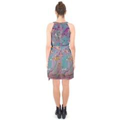 Halter Collar Waist Tie Chiffon Dress 