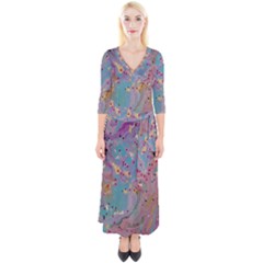 Quarter Sleeve Wrap Maxi Dress 