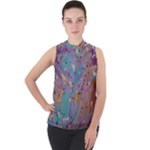 My Pour Cup Painting CBDOilPrincess E675363f-9066-4fc0-b5e7-9ca642760b58 Mock Neck Chiffon Sleeveless Top