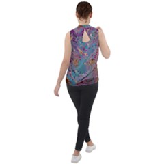 Mock Neck Chiffon Sleeveless Top 