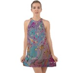 My Pour Cup Painting CBDOilPrincess E675363f-9066-4fc0-b5e7-9ca642760b58 Halter Tie Back Chiffon Dress