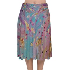 Velvet Flared Midi Skirt 