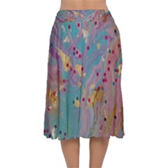 Velvet Flared Midi Skirt 