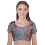 My Pour Cup Painting CBDOilPrincess E675363f-9066-4fc0-b5e7-9ca642760b58 Velvet Short Sleeve Crop Top 