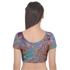 Velvet Short Sleeve Crop Top  