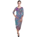 My Pour Cup Painting CBDOilPrincess E675363f-9066-4fc0-b5e7-9ca642760b58 Quarter Sleeve Midi Velour Bodycon Dress