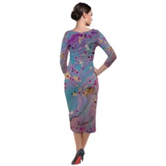 Quarter Sleeve Midi Velour Bodycon Dress 