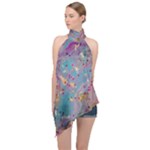 My Pour Cup Painting CBDOilPrincess E675363f-9066-4fc0-b5e7-9ca642760b58 Halter Asymmetric Satin Top