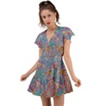 My Pour Cup Painting CBDOilPrincess E675363f-9066-4fc0-b5e7-9ca642760b58 Flutter Sleeve Wrap Dress
