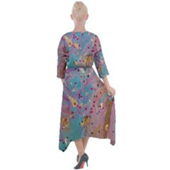Quarter Sleeve Wrap Front Maxi Dress 