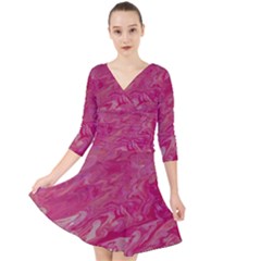 Quarter Sleeve Front Wrap Dress 