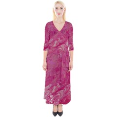 Quarter Sleeve Wrap Maxi Dress 