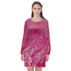 Long Sleeve Chiffon Shift Dress  