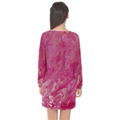 Long Sleeve Chiffon Shift Dress  