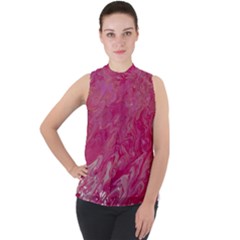 Mock Neck Chiffon Sleeveless Top 