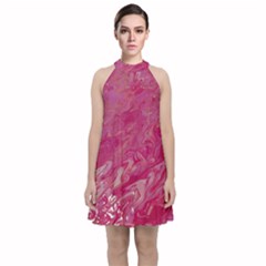 Velvet Halter Neckline Dress  