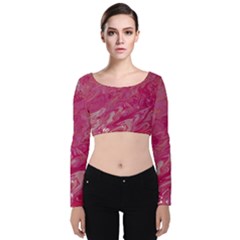 Velvet Long Sleeve Crop Top 