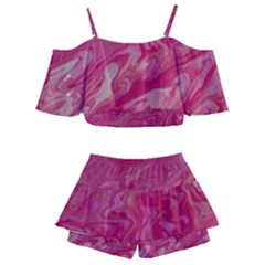 Kids  Off Shoulder Skirt Bikini 