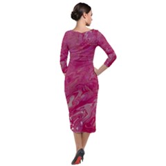 Quarter Sleeve Midi Velour Bodycon Dress 