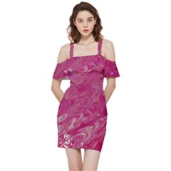 Shoulder Frill Bodycon Summer Dress 